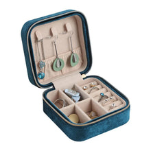 Load image into Gallery viewer, Plush Velvet Jewelry Box For Women Necklace Ring Earrings Organizer Holder Travel Portable Zipper Square Jewelry Storage Case
