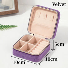 Load image into Gallery viewer, Plush Velvet Jewelry Box For Women Necklace Ring Earrings Organizer Holder Travel Portable Zipper Square Jewelry Storage Case
