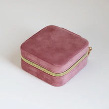 Load image into Gallery viewer, Plush Velvet Jewelry Box For Women Necklace Ring Earrings Organizer Holder Travel Portable Zipper Square Jewelry Storage Case
