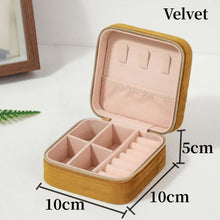 Load image into Gallery viewer, Plush Velvet Jewelry Box For Women Necklace Ring Earrings Organizer Holder Travel Portable Zipper Square Jewelry Storage Case
