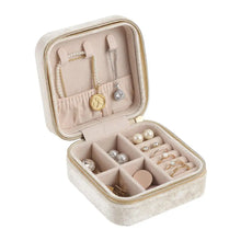 Load image into Gallery viewer, Plush Velvet Jewelry Box For Women Necklace Ring Earrings Organizer Holder Travel Portable Zipper Square Jewelry Storage Case
