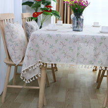 Load image into Gallery viewer, Polyester Linen Lace Edge Tablecloth, Rectangular Tassels Dust-Proof Table Cover,for Kitchen Dinning Table Home Decor
