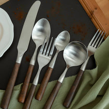 Load image into Gallery viewer, Popular Eco-Friendly Real Wood Handle Stainless Steel Cutlery Elegant Dinnerware Tableware Excellent Performance For Home

