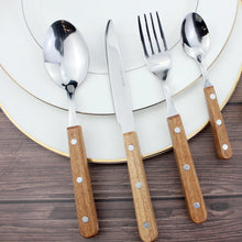 Load image into Gallery viewer, Popular Eco-Friendly Real Wood Handle Stainless Steel Cutlery Elegant Dinnerware Tableware Excellent Performance For Home
