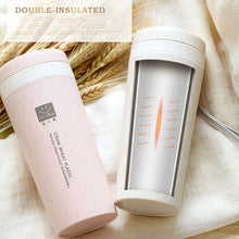 Load image into Gallery viewer, Portable 300ml Thermos Bottle Healthy Plastic Wheat Fiber Cup Double Layer Thermal Mug Office Coffee Tea Water Bottle Travel Mug
