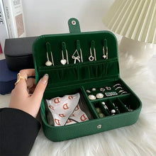 Load image into Gallery viewer, Portable Jewelry Box Jewelry Organizer Display Travel Jewelry Case Boxes Button Leather Storage Chenille Jewelers Joyero
