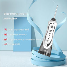 Load image into Gallery viewer, Portable belt oral irrigator 300ml dental floss cleaner 3 modes 4 nozzles rechargeable IP7 waterproof tooth whitening device 0ral irrigator
