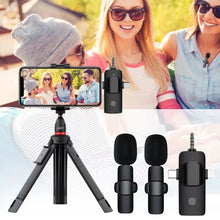 Load image into Gallery viewer, Professional 3 In 1 Wireless Lavalier Microphone For IPhone Android 3.5mm For Radio Live Recording Noise Reduction Microphone
