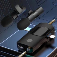 Load image into Gallery viewer, Professional 3 In 1 Wireless Lavalier Microphone For IPhone Android 3.5mm For Radio Live Recording Noise Reduction Microphone
