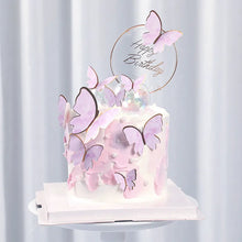 Load image into Gallery viewer, Purple Pink Butterfly Cake Decoration Happy Birthday Cake Topper Handmade Painted For Wedding Birthday Party Baby Shower
