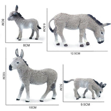 Load image into Gallery viewer, Realistic Grey Donkey Figurines Cute Animals Toys Model Farm Pasture Plastic Model Toy Gift for Children Kids Collection Figures
