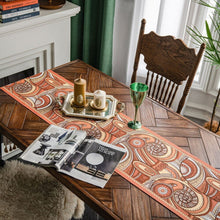 Load image into Gallery viewer, Retro American Orange Peris Printed Table Runner Tablecloth with Tassels Wedding Decoration Table Track The Foam Runners Home
