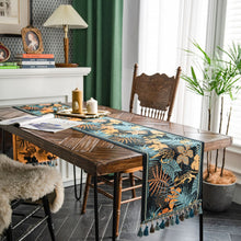 Load image into Gallery viewer, Retro American Orange Peris Printed Table Runner Tablecloth with Tassels Wedding Decoration Table Track The Foam Runners Home
