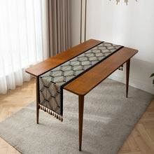 Load image into Gallery viewer, Retro American Orange Peris Printed Table Runner Tablecloth with Tassels Wedding Decoration Table Track The Foam Runners Home
