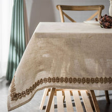 Load image into Gallery viewer, Retro Elegant Charming Rectangular Flax Table Cloth,Rope Lace Polyester Linen Tablecloth,Party Wedding Decoration Table Cover

