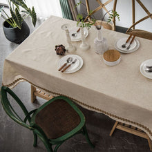 Load image into Gallery viewer, Retro Elegant Charming Rectangular Flax Table Cloth,Rope Lace Polyester Linen Tablecloth,Party Wedding Decoration Table Cover
