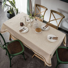 Load image into Gallery viewer, Retro Elegant Charming Rectangular Flax Table Cloth,Rope Lace Polyester Linen Tablecloth,Party Wedding Decoration Table Cover
