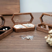 Load image into Gallery viewer, Ring Box Jewelry Storage Engagement Wedding Ceremony Ring Customize Proposal Ring Rustic Wedding Gift for Girl Walnut Wood
