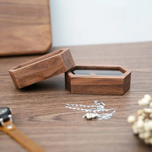 Load image into Gallery viewer, Ring Box Jewelry Storage Engagement Wedding Ceremony Ring Customize Proposal Ring Rustic Wedding Gift for Girl Walnut Wood
