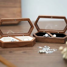 Load image into Gallery viewer, Ring Box Jewelry Storage Engagement Wedding Ceremony Ring Customize Proposal Ring Rustic Wedding Gift for Girl Walnut Wood
