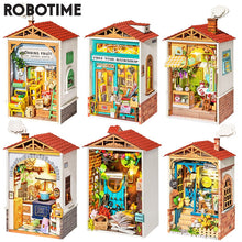 Load image into Gallery viewer, Robotime DIY Wooden Dollhouse Mini Town Doll House with Furniture Bookshop for Children Gift Miniature Adult
