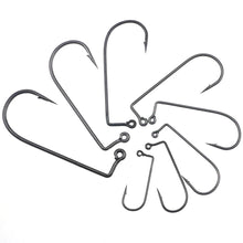 Load image into Gallery viewer, Fishhook 50pcs/bag 90 Degree Jig Fly Tying Strong Wire Saltwater Freshwater Fish Hook Aberdeen jig fishing size 6 4 2 1 1/0-4/0#
