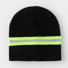 Load image into Gallery viewer, Men Women's Thermal Knit Beanie with Reflective Stripe Winter Warm Hat for Outdoor Sports
