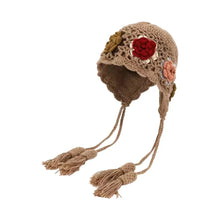 Load image into Gallery viewer, Cute Tassels Crochet Knitted Hat Hollow Out Handmade Craft Pullover Hat Bohemian Style Windproof Korean Weave Cap Women
