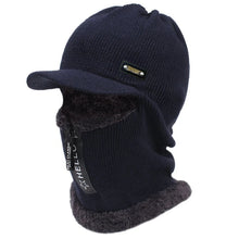 Load image into Gallery viewer, Autumn and winter men's cold resistant and warm woolen hat, cycling knitted hat, neck and ear protection integrated cotton hat
