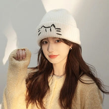 Load image into Gallery viewer, Cartoon Coldproof Kitten Embroidered Pullover Knitted Hat Warm Cat Crochet Cap Thick Pullover Cap Outdoor Sports
