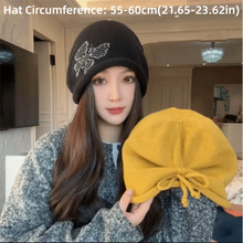 Load image into Gallery viewer, Fashion Butterfly Pattern Knitted Woolen Hat Thickened Windproof Cover Head Cap Keep Warm Cold-proof Drawstring Beanie Cap Women
