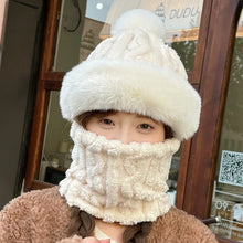 Load image into Gallery viewer, 2pcs Womens Winter Warm Elastic Ear Protection Knitt Scarf Mask Hat Fleece Lined Beanie Hat One-Piece Hat for Outdoor,daily Wear
