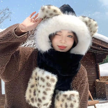 Load image into Gallery viewer, Fashion Thickened Hat Scarf One-Piece Fleece Lined Cycling Skiing Hat Cute Ear Ear Protection Hat Women
