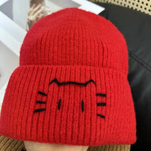 Load image into Gallery viewer, Cartoon Coldproof Kitten Embroidered Pullover Knitted Hat Warm Cat Crochet Cap Thick Pullover Cap Outdoor Sports
