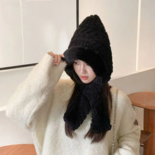 Load image into Gallery viewer, Fashion Winter Hat Scarf Adjustable Windproof One-piece Hat Breathable Fleece Lined Cross Neck Warm Hat Winter
