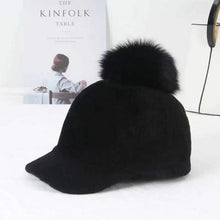 Load image into Gallery viewer, Women's Autumn Winter Fur Hat Sheep Velvet Fox Ball Cap Warm Cozy Animal Print Fashion Accessory
