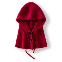 Load image into Gallery viewer, Two-Button Wool Cashmere Knitted Balaclava Hat Hood Scarf Elegant Hats Beanies Women Men Winter Neck Warm Headgear Unisex
