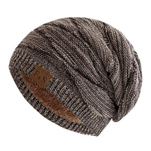 Load image into Gallery viewer, Unisex Slouchy Winter Hats Warm Fleece Lined Beanie Cap Men Women Casual FS Label Decor Winter Mixed Color Knitted Hats

