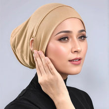 Load image into Gallery viewer, Silky Cotton Tube Hat Solid Color Elastic Modal Chemotherapy Cap Soft Material Small Cap Headscarf Underscarf Islamic Headwear
