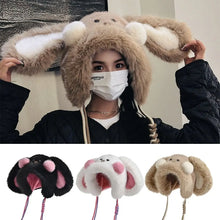 Load image into Gallery viewer, Fashion Winter Balaclava Hat Windproof Thickened Ear Protection Hat Blush Rabbit Ear Keep Warm Fluffy Pullover Hat Outdoor
