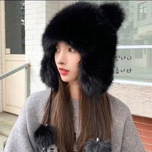 Load image into Gallery viewer, New Thickened Winter Hats for Women Keep Warm Imitation Fox Fur Furry Trapper Hat Ear Protectors Windproof Bomber Hat Winter
