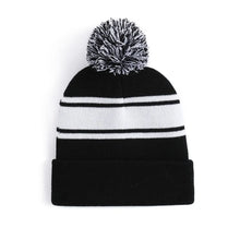 Load image into Gallery viewer, Casual Pom-Pom Beanie Cap Cozy Striped Thick Warm Winter Hat Ear Protection Soft Knitted Hat
