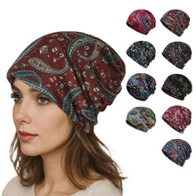 Load image into Gallery viewer, Contrasting Colors Pullover Hat Plaid Print Multifunctional Casual Hedging Cap Scarf Pullover Hat Turban Hats Autumn and Winter
