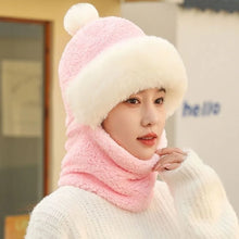 Load image into Gallery viewer, 2pcs Womens Winter Warm Elastic Ear Protection Knitt Scarf Mask Hat Fleece Lined Beanie Hat One-Piece Hat for Outdoor,daily Wear

