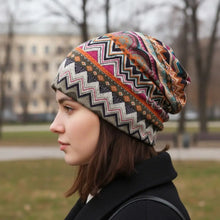Load image into Gallery viewer, Contrasting Colors Pullover Hat Plaid Print Scarf Pullover Hat Casual Hedging Cap Multifunctional Turban Hats Autumn and Winter
