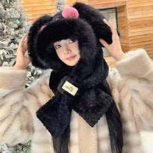Load image into Gallery viewer, Cute Cartoon Rabbit Ear Knitted Hat Thickened Red Face Pullover Hats Windproof Warm Beanies Hat For Woman Girls

