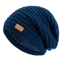 Load image into Gallery viewer, New Style Unisex Slouchy Winter Hats Men Women Striped Mix Warm Beanie Cap NIU Label Decor Plush Fur Lined Winter Knitted Hat
