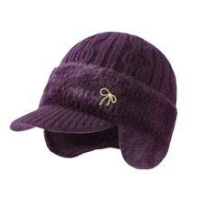 Load image into Gallery viewer, Fashion Middle-aged Mother Hat Bowknot Windproof Knitted Peaked Hat Thickened Keep Warm Bomber Hat Winter
