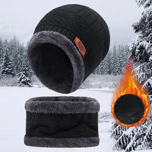 Load image into Gallery viewer, Winter Hat For Men Fleece Scarf Women Neck Leather Knitted Cap Thick Wool Neck Warmer Balaclava Ski Mask Skullies Beanies

