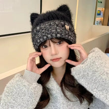 Load image into Gallery viewer, New Windproof Knitted Hat Cat Ear Lining Beanie Cap Winter Head Covering Autumn Winter
